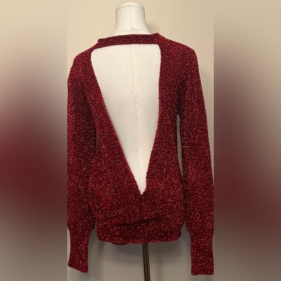 ZARA Bloggers Favourite Red Tinsel Knit Sweater  with Open Back Size Sma… - Picture 11 of 13